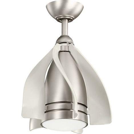 5-flügeliger 38-cm-Deckenventilator mit LED-Fernbedienung aus gebürstetem Nickel Ventilatore da soffitto a 5 pale da 38 cm con telecomando in nichel spazzolato a luce LED (1/5)