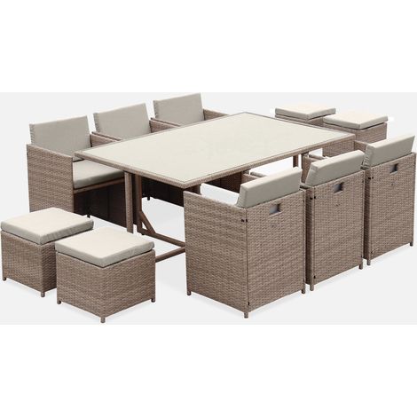 Set tavolo da giardino in resina intrecciata con 6-10 posti (1/5)