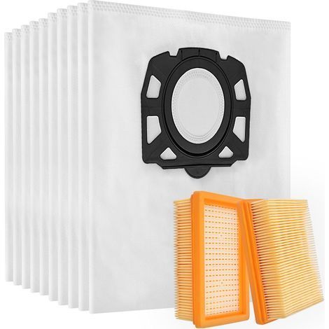 Kit 10 Sacs et 2 Filtres Aspirateur pour Karcher WD4 WD5 WD6 MV4 MV5 MV6 (1/5)