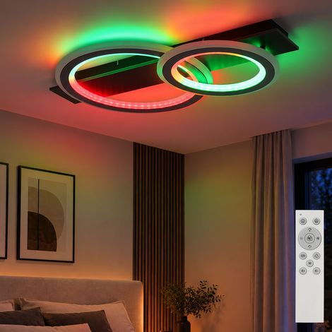 Lampada da soffitto a LED RGB nera dimmerabile CCT con telecomando, L 63 cm (1/5)
