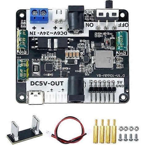 Carte d'extension d'alimentation pour Raspberry Pi 5, compatible avec une entrée 6-24 V et une sortie 5 V/5 A, pour kit de voiture robotisée RPi 5. (1/5)