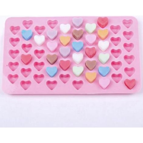 Moule en silicone rose à mini-cœurs - 55 cœurs pour glaces, chocolats, pâtisseries et glaçons (1/3)