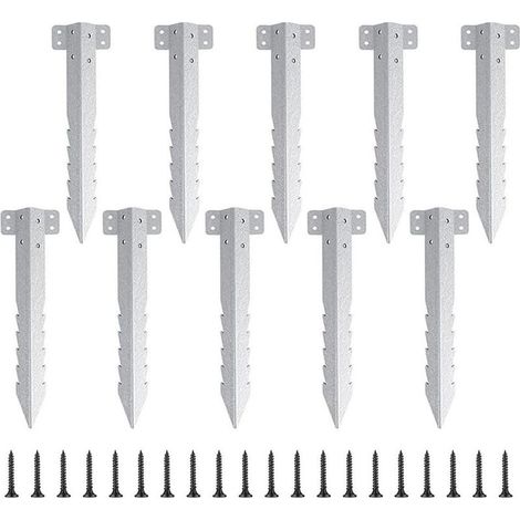 Set mit 10 Metallstützen für Bahnschwellen inklusive Schrauben, für hölzerne Blumenbeete, Stützmauern, Gehwege und Landschaftsbauprojekte