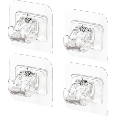 Support de tringle à rideaux sans perçage (4 pièces) - Crochets adhésifs pour tringle à rideaux - Convient aux surfaces lisses - Utilisable pour les rideaux de douche et autres accessoires de décorati (1/5)