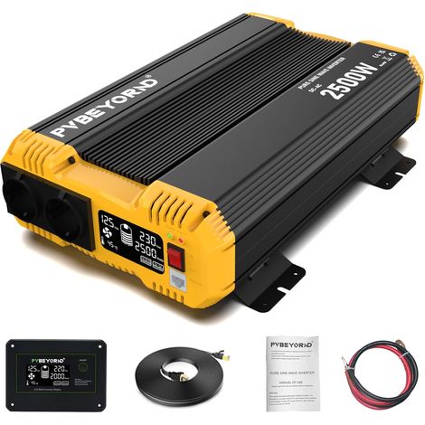 Convertisseur 12V 220V/230V Pur Sinus 2500W/5000W Convertisseur  Avec fonction de télécommande Adapté à une alimentation électrique hors réseau, aux camping-cars et aux séjours en camping (1/5)