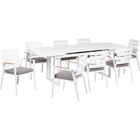 Garden Dining Set 8 Seater VALCANETTO/TAVIANO with Cushions Metal Grey (1/5)
