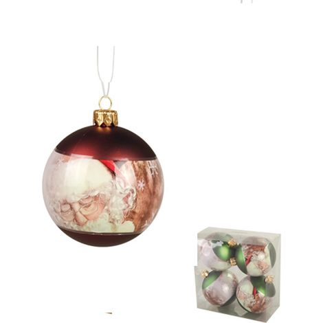 4 boules Pere noel rouge