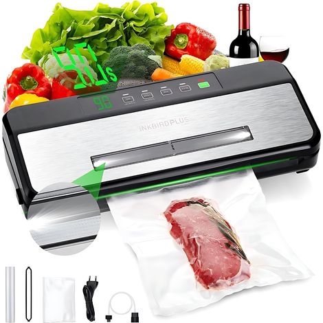Machine Sous Vide Alimentaire,INKBIRD INK-VS03,6 Modes,120W,Coupeur Intégré,Appareil Sous Vide,LED,Rouleaux de sacs,5 Sacs pré