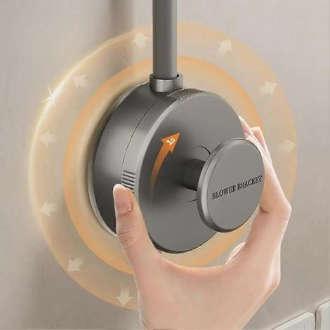 Support à ventouse pour sèche-cheveux - Étagère de rangement multifonctionnelle pour salle de bain, forte adhérence, gris (1/5)