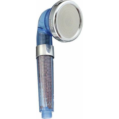 Soffione doccia anticalcare ad alta pressione con filtro a 3 stadi e 3 sfere minerali sostituibili, per il risparmio idrico.
