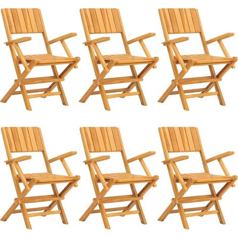 vidaXL Sillas plegables, 6 unidades, 55x61x90 cm, madera maciza de teca. (1/2)