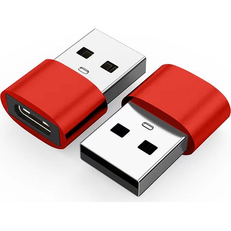 Adaptador USB a USB C (paquete de 2), cargador convertidor tipo C hembra a USB A macho (1/4)