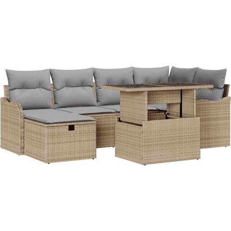 Maison Exclusive - Garten-Sofa-Set mit Kissen mit Speicher 7 pcs