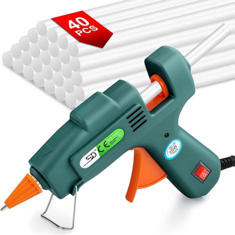 Hot Glue Gun, 20W Mini DIY Silicone Glue Gun, with 40 Hot Glue Sticks (7 x 200 mm), Fireproof, Drip-Free, for Repair, Crafts, DIY, Home (1/5)