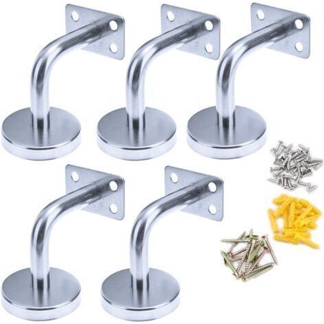 BUNTHAUS Support de Main Courante, 5PCS Acier Inoxydable Supports de Rampe Main Courante Supports Muraux, Utilisé pour le Support d'escalier de Main Courante d'escalier Intérieur et Extérieur (1/5)