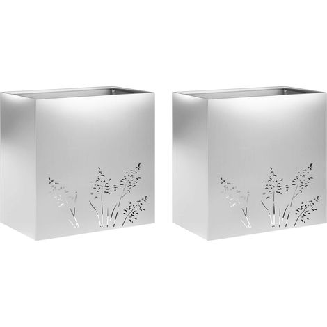 vidaXL Macetero de Jardín 2 uds. Plateado 50 x 30 x 49 cm (1/2)