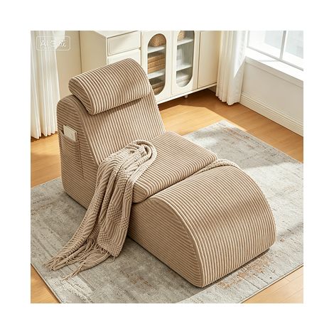 Fauteuil individuel ergonomique en mousse compressée haute résilience avec coussin d’assise amovible et poche latérale, design moderne, kaki (1/5)