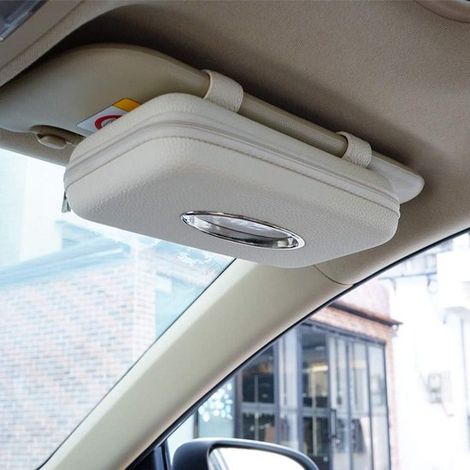 Soporte para pañuelos de coche,soporte para pañuelos de visera parasol,apto para su uso en el coche (beige) (1/2)