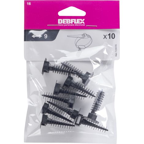 DEBFLEX - EMBASE A CHEVILLE POUR COLLIER 9 MM NOIR SACHET DE 10 - 709570 (1/4)