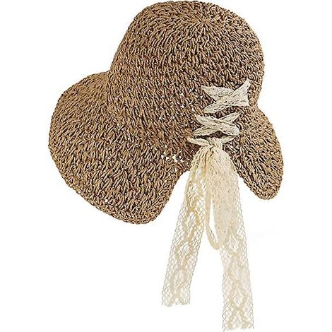 Damen-Strohhut mit breiter Krempe (Khaki), faltbarer Sonnenhut, Strandhut, Sonnenschutz für Damen (1/5)