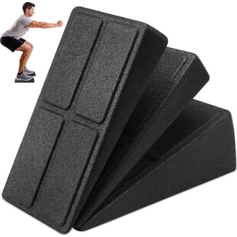 Planche inclinée - Ensemble de 3 pièces - Matériau en mousse EPP - Antidérapante - Convient pour les squats et les étirements - Noir (noir)
