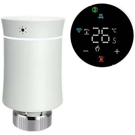 QORVA- Thermostat de radiateur intelligent BRT-100 pour climatiseur et WiFi avec contrôle par application, écran tactile numérique LED, économie d'énergie, thermostat programmable 5+2 (passerelle de t