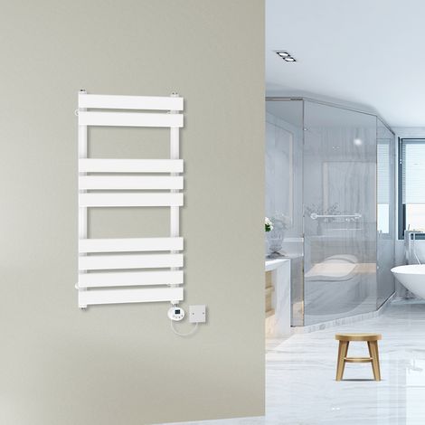 Prefilled Flat Electric Towel Rail Thermostatic White 950x500mm