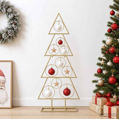 vidaXL Albero di Natale in metallo KUOPIO 90 cm Acciaio Oro (1/5)