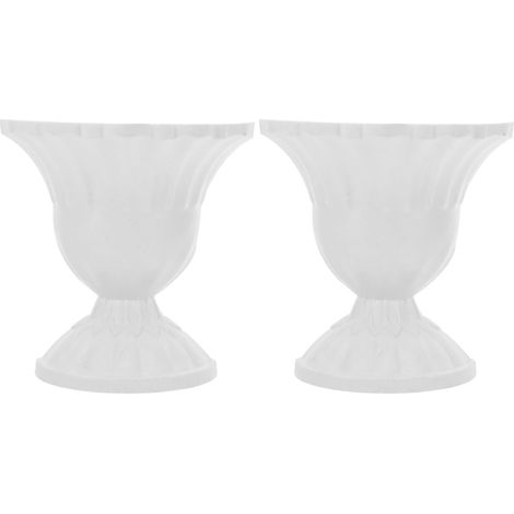 minkissy Lot de 2 vases muraux vintage en plastique blanc, pots fleurs moyens (1/5)
