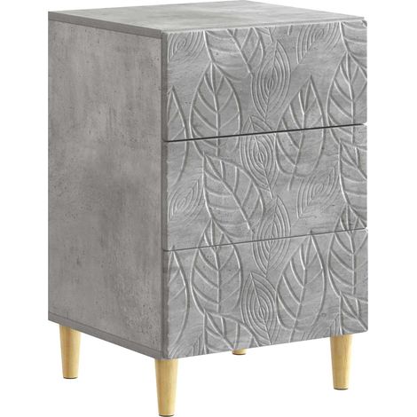 Bedside Table Concrete Grey 43 x 39.5 x 66.5 cm Engineered Wood vidaXL