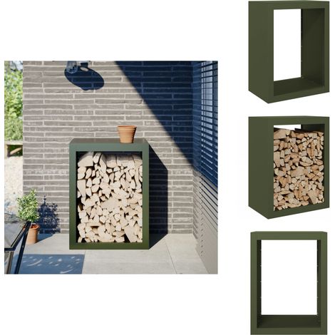 Portant de bois de chauffage vert 60x40x80 cm acier - Support De Bois De Chauffage - Supports De Bois De Chauffage - Magasin De Bûches - Stockage De Bûches (1/5)