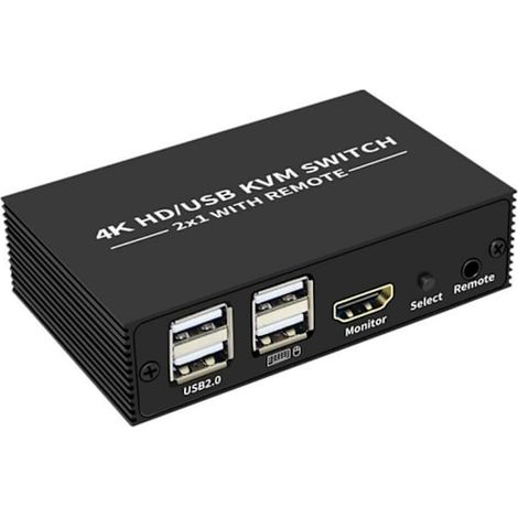 KVM switch 2-1 HDMI 2.0 4K60Hz for PC, Xbox, PS5 and laptop with 4xUSB ports (1/5)