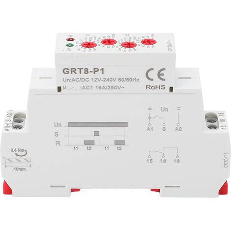 Relais temporisé de sortie d'impulsion, interrupteur de retard multifonctionnel avec indicateur LED AC DC 12V-240V (1/5)