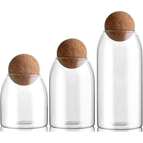 3 Pièces Bocaux en Verre avec Couvercle Bocaux De Rangement pour Cuisine Ensemble De Contenants avec Couvercles Contenants Hermétiques pour Pâtes. Farine. GardeManger. Céréales (1/3)