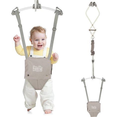 Transat de porte bébé pour 6 à 24 mois, porte bébé résistant avec sangle réglable, facile à assembler et à ranger, portant 18 kg - Gris