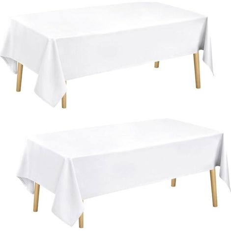 Tischdecke 2er Pack 140x240cm Weiß Wetterfest Abwaschbar für Outdoor & Indoor