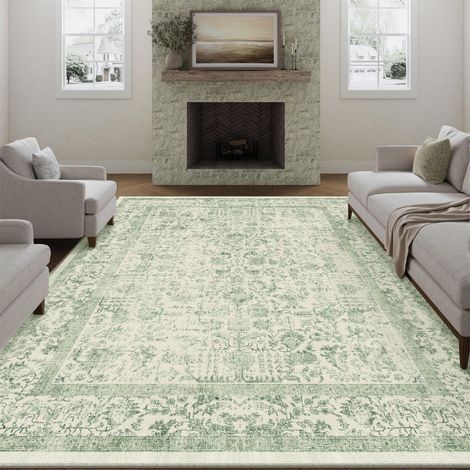 Vintage Tapis Salon 240x300cm Vert Lavable en Machine Rug Chambre Adulte Grand Rugs,Descente de Lit, AntidéRapant Carpet,Interieur Doux Poil Ras,Salle a Manger Carpets,Bureau (1/5)