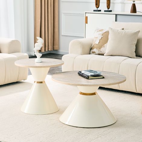Set tavoli impilabili salotto in metallo 2 pezzi OKMYHOME (1/5)