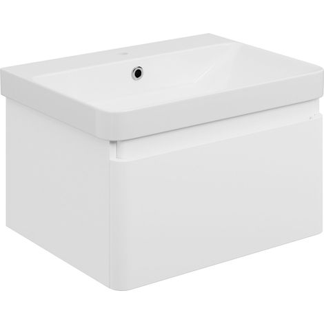 Signature Lucille Wall Hung 1-Drawer Vanity Unit with Basin 605mm Wide - Matt White