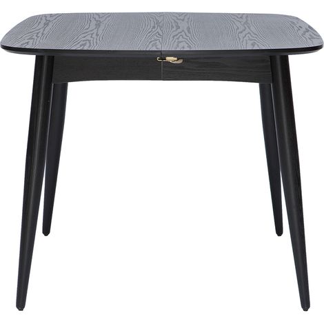 Miliboo – Table à manger extensible carrée en bois noir L90-130 cm – Rallonge 40 cm pour 6 personnes – Design scandinave vintage – Hauteur 75 cm (1/5)