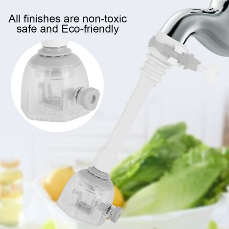 [Adaptateur de robinet] + [] + [] + [Flexible, Économie d'eau, Anti-éclaboussures] Robinet de cuisine extensible économique 18cm gris avec valve, 2 jets, ABS/PP/TPR (1/4)