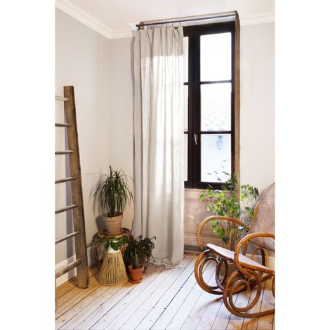 Lot de 2 Rideaux Gaze de Coton Pampa 140x300 cm Ajustables – 8 Anneaux Pinces Inclus – Rideaux Tamisants Haut de Gamme