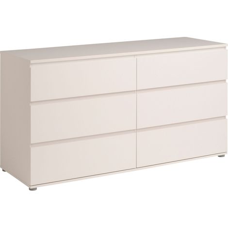 Cómoda Sven de Dormitorio 6 Cajones Fabricada en Melamina color Blanco 151x82x50 cm
