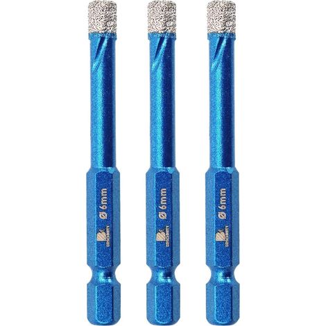 Diamantbohrer Set 6mm 3 Stück für Fliesen, Keramik, Granit, Glas (1/5)