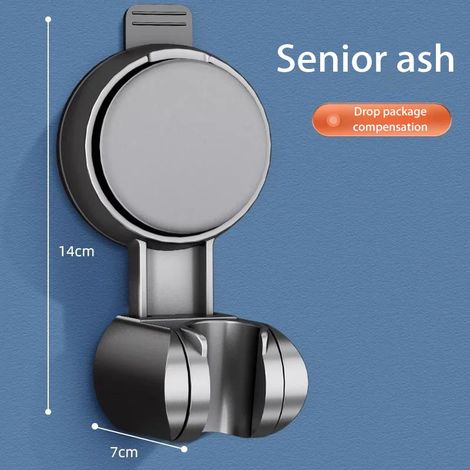 (Style 1 Gris) Support de pommeau de douche mural à ventouse, réglable à 360°, fixation murale pour barre de douche et salle de bain. (1/5)