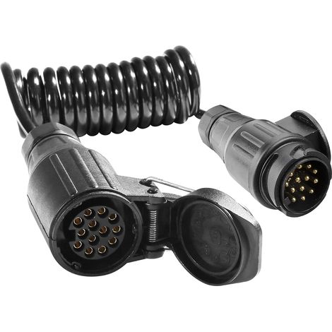 Trailer Extension Cable 13 to 13 Pin 12V 1.8m, 13 Pin Spiral Cable Harness Extension Cable Male and Female 13 Rocks Male and Female Adapter Converter Trailer Extension Cable Electrical Connection CE (1/5)