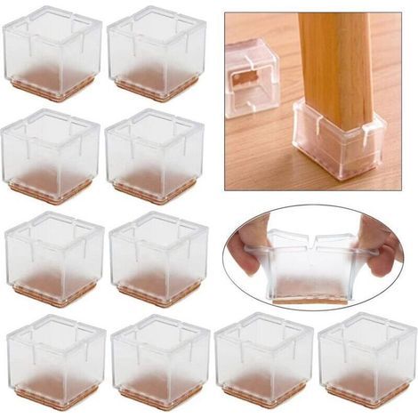 16 Pièces Protection Pied de Chaise, Carrée Tampon Chaise, Protege Pied de Chaise Silicone pour Protéger Le Sol des Rayures et du Bruit, Embout Pied de Chaise (42-48mm) (1/5)