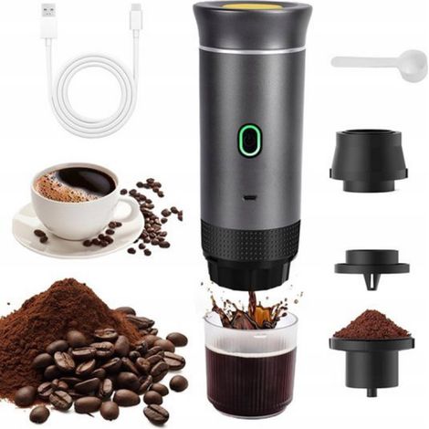 Cafetière à capsules sans fil 60 ml - 3 en 1 - Batterie 7500 mAh - Pression 15 bars - Chauffage automatique - Idéale pour le camping, la voiture et les voyages - Facile à utiliser et à nettoyer (1/5)