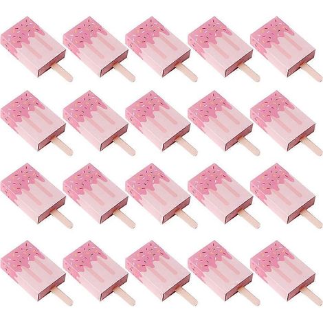 Lot de 20 boîtes cadeaux en papier à motifs de dessins animés, boîtes à bonbons et sucettes glacées, idéales pour les fêtes d'enfants et les mariages (rose).-10.26.72.7cm-Pink (1/3)