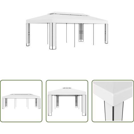 Parasol extérieur - Tonnelle avec toit double 3x6 m Blanc (1/5)